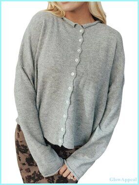 Striped Button Down Knit Cardigan Long Sleeve Open Front